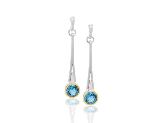 Green Amethyst and Amethyst earrings in sterling silver, style E7801 - view 3