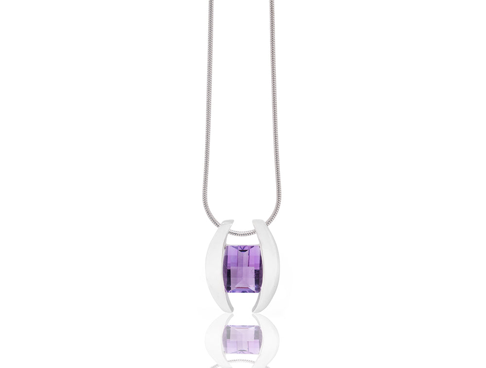 Blue Topaz and Garnet pendant in sterling silver by Joryel Vera, style P4747 - view 6