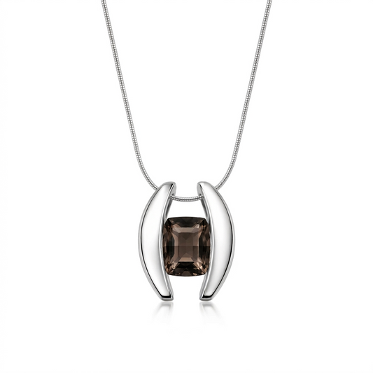 Blue Topaz and Garnet pendant in sterling silver by Joryel Vera, style P4747 - view 5