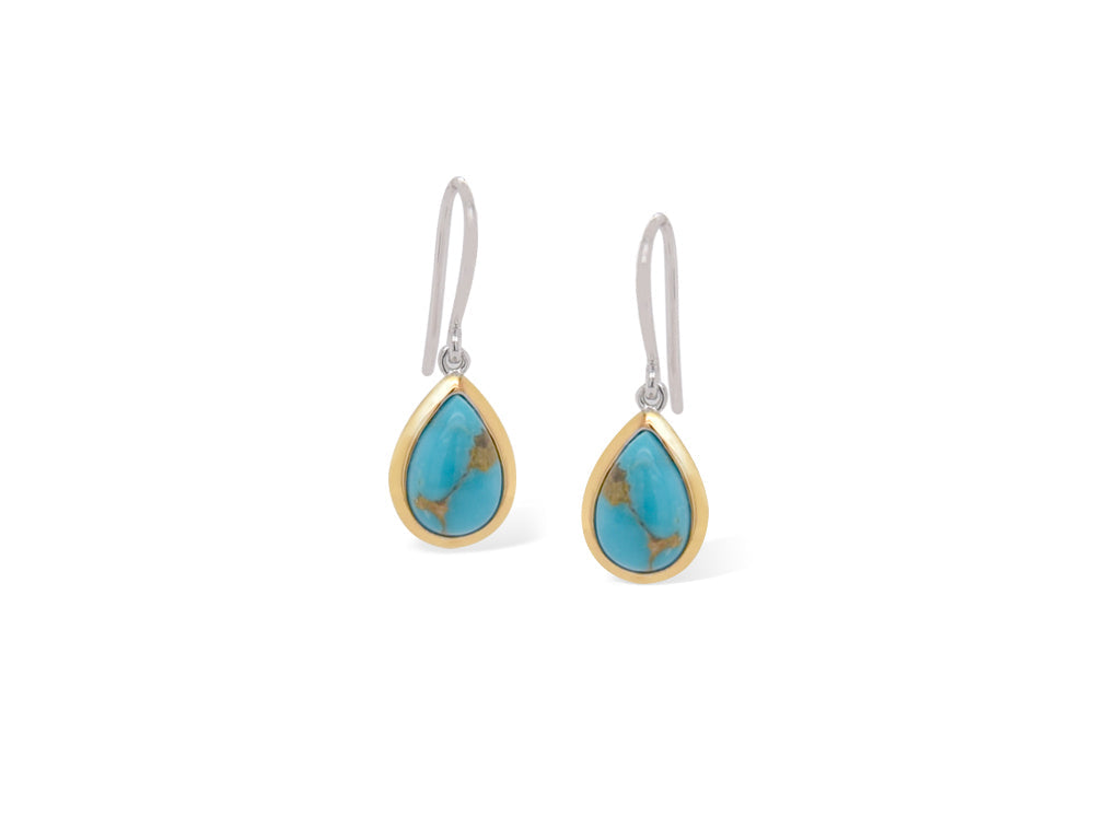 Large Pear 9X12Mm Gemmstone Earring E8606 - E8606 Turquoise pg14k - Earring