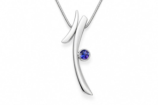 Amethyst and Green Quartz pendant in sterling silver, style P6103 - view 2