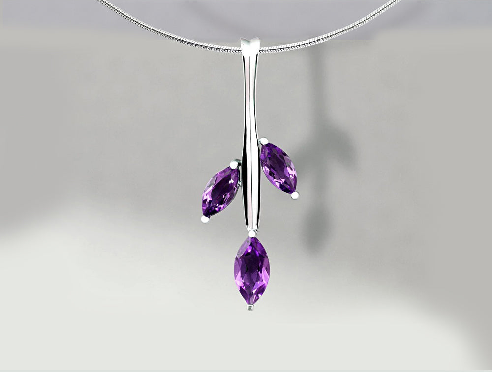 Amethyst and Blue Topaz pendant in sterling silver, style P6504 - view 3