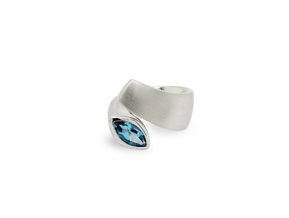 Blue Topaz and Garnet ring in sterling silver, style R3828 - view 2