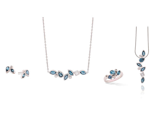 Blue Topaz and London Blue Topaz jewelry set in sterling silver, style SET433 - view 2