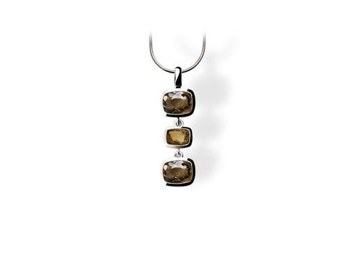 Three Gemstone Pendant P5765 - P5765 Smokey & Honey Quartz - Pendant
