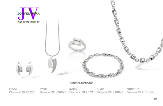 Diamond jewelry set in sterling silver, style SET780