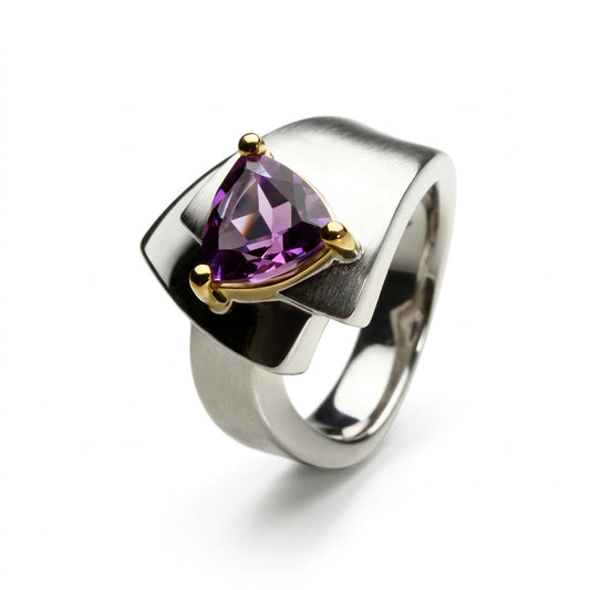 Amethyst and Blue Topaz ring in sterling silver, style R6109 - view 2