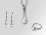 BAMBOO DESIGN w/ CULTURED Pearl SET - Charizzma Jewelry