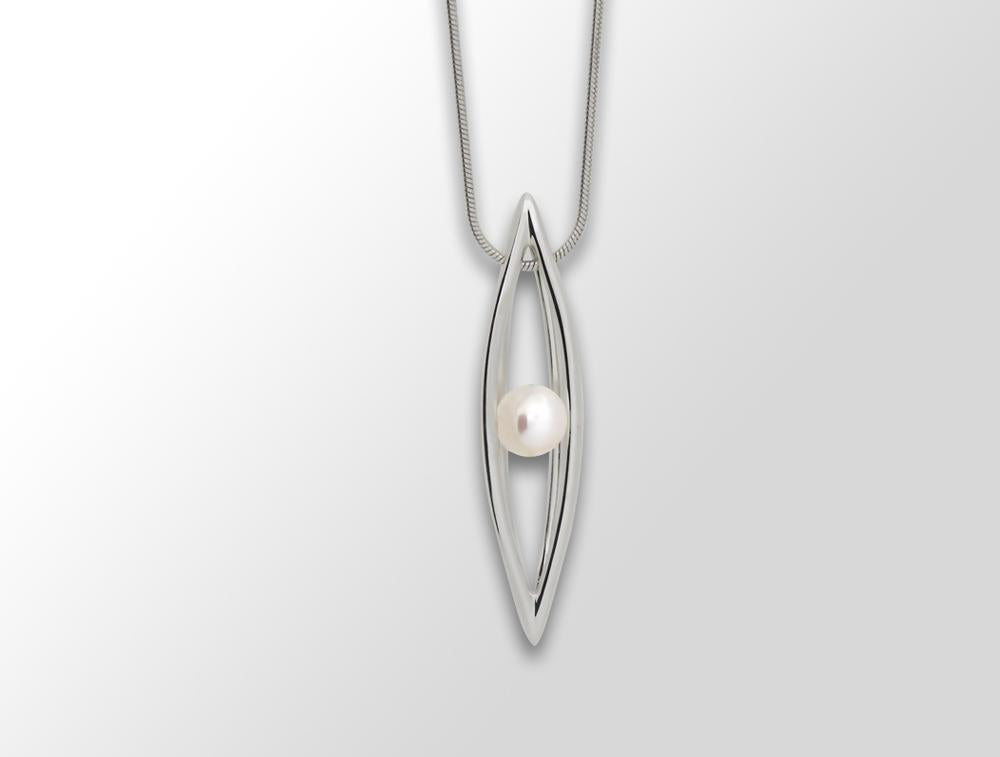 P4254  FRESHWATER 7mm Pearl in a CAGE Pendant - Charizzma Jewelry