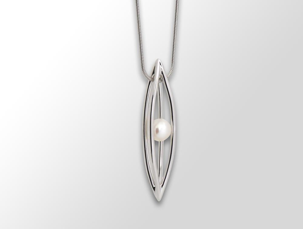 P4254  FRESHWATER 7mm Pearl in a CAGE Pendant - Charizzma Jewelry