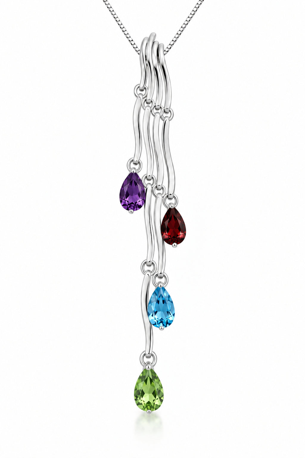 Amethyst and Blue Topaz necklace in sterling silver by Joryel Vera, style P6126 - view 3