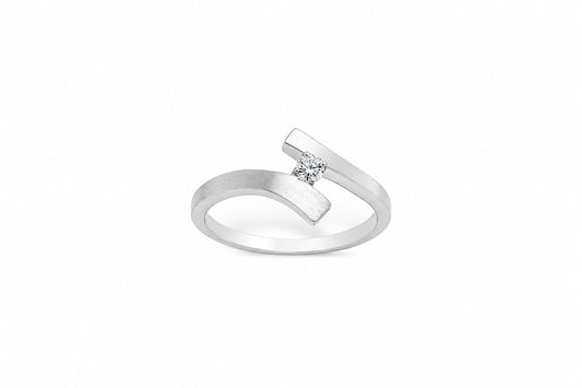Blue Sapphire and Diamond ring in sterling silver, style R7462 - view 4