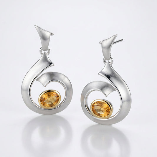 Amethyst and Citrine earrings in sterling silver by Joryel Vera, style E8469