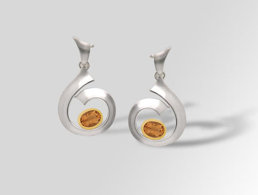 Amethyst and Citrine earrings in sterling silver, style E8469