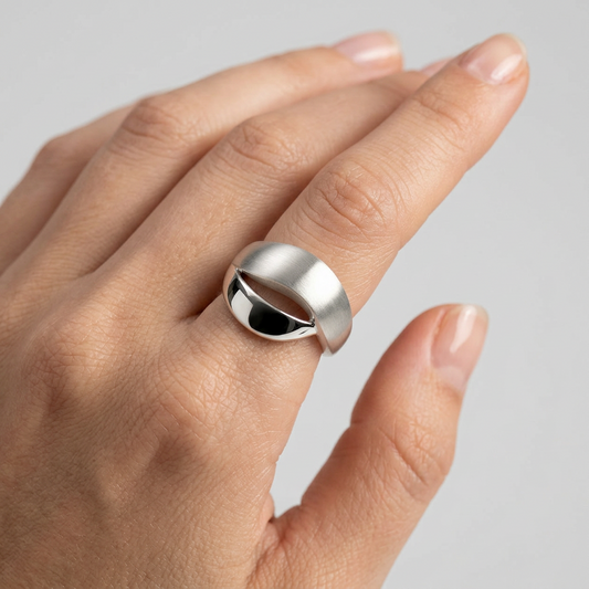 Two Tone Silver Ring in 925 Sterling Silver