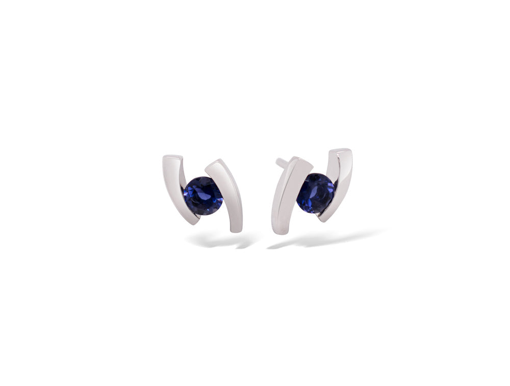 Amethyst and Blue Topaz earrings in sterling silver, style E3059 - view 8