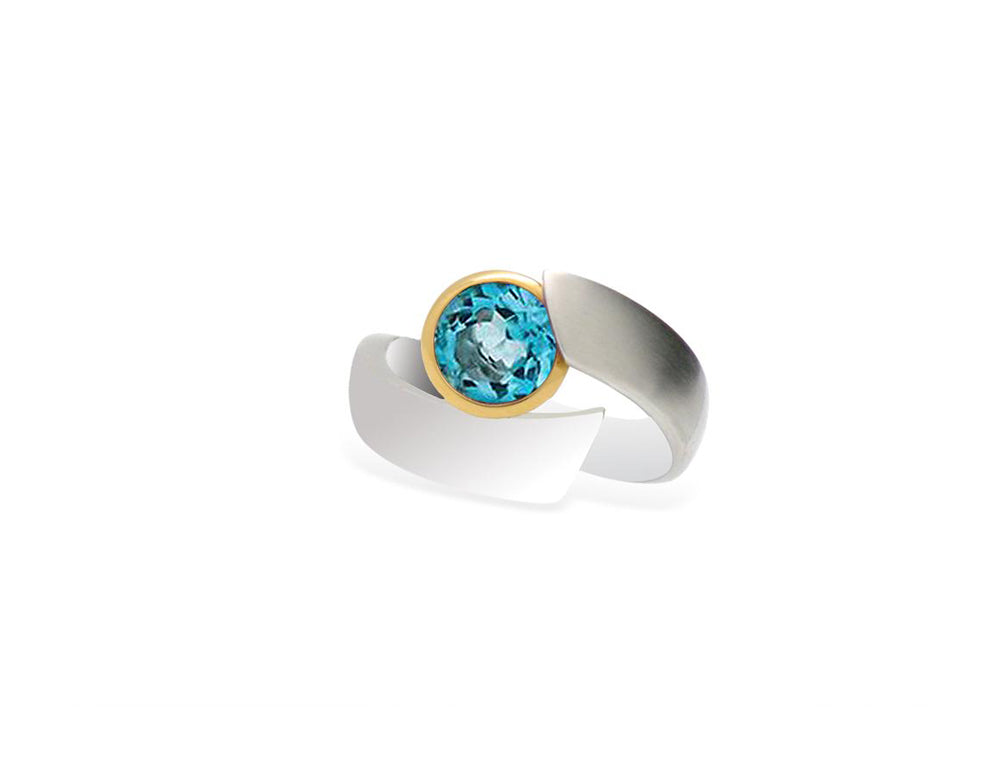 Brilliant Faceted Gemstone Ring R6980 - R6980 Blue Topaz - Ring