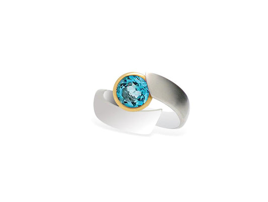 Brilliant Faceted Gemstone Ring R6980 - R6980 Blue Topaz - Ring