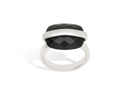 Black Onyx ring in sterling silver, style R3506 - view 3