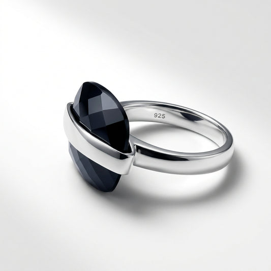 Black Onyx ring in sterling silver by Joryel Vera, style R3506 - view 2
