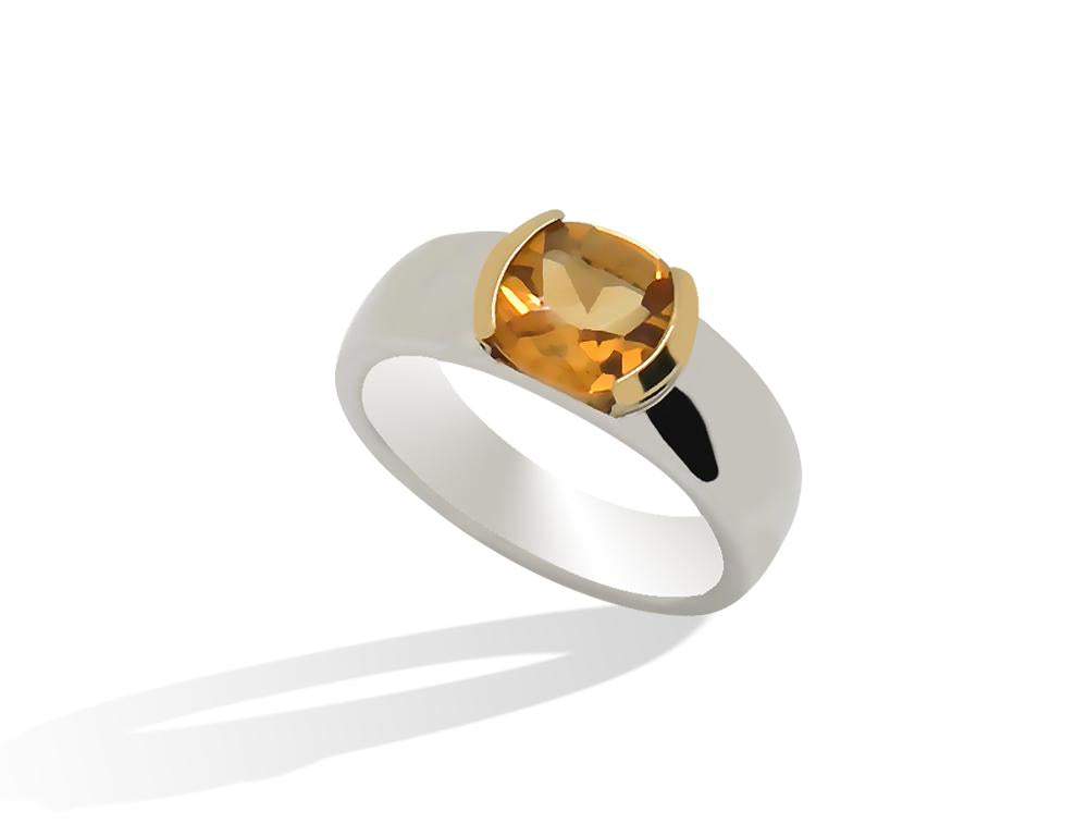 Buff Top Gemstone Ring R6096 - R6096 Citrine - Ring