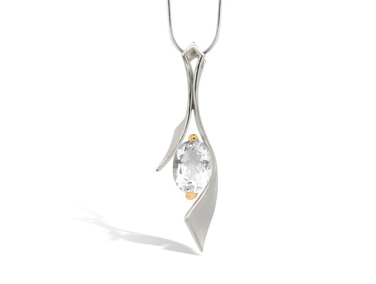 Amethyst and Clear Quartz pendant in sterling silver, style P6903 - view 2
