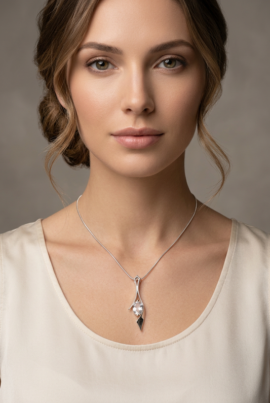 Artistic Gemstone Pendant in 925 Sterling Silver