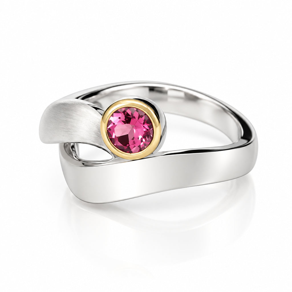 Amethyst and Blue Topaz ring in sterling silver, style R6984