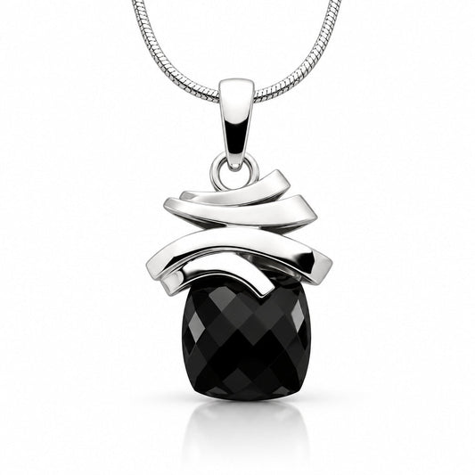 Black Onyx pendant in sterling silver, style P7323