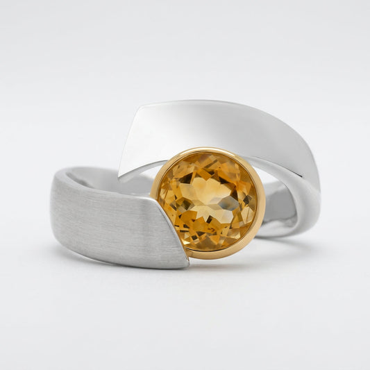 Amethyst and Blue Topaz ring in sterling silver, style R6980 - view 3