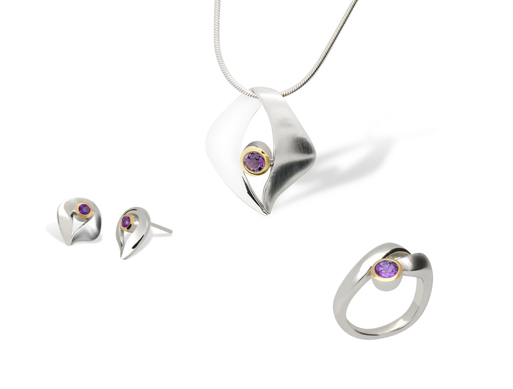 Pink Topaz jewelry set in sterling silver - view 3
