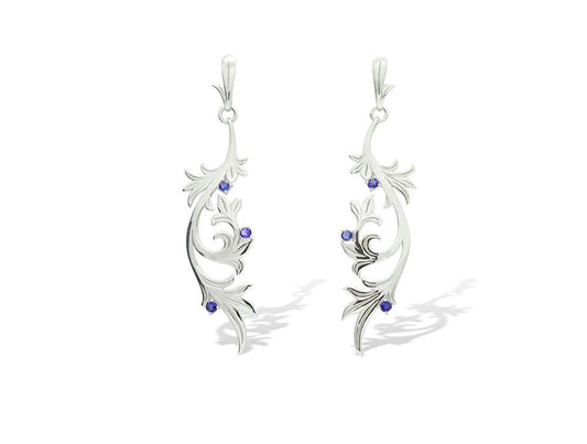 Garnet and Iolite earrings in sterling silver, style E9305 - view 4