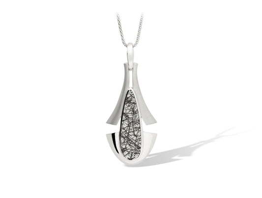 Tourmalated Quartz pendant in sterling silver, style P7344