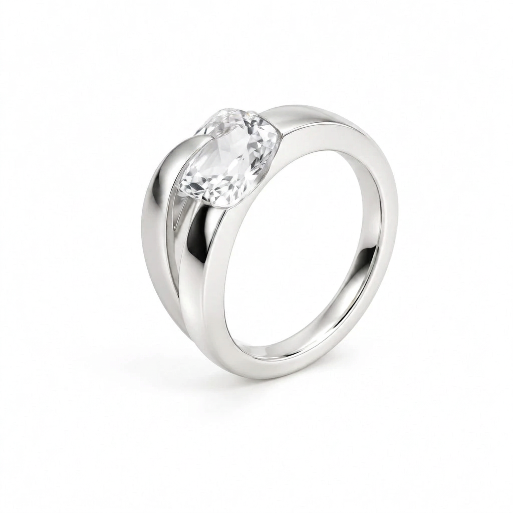 Faceted Cushion Cut Gemstone Ring in 925 Sterling Silver | R5825