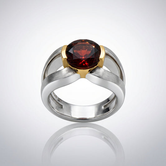 Amethyst and Garnet ring in sterling silver, style R5831