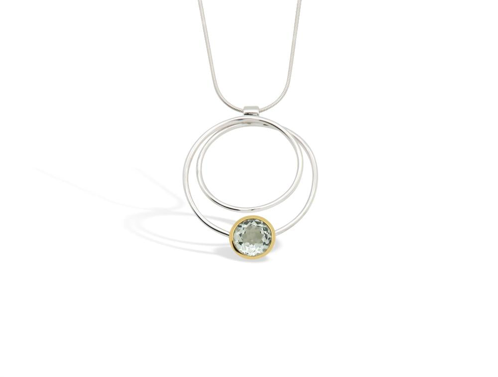 Double Circle Gemstone Pendant P6476 - P6476 Green Amethyst - Pendant