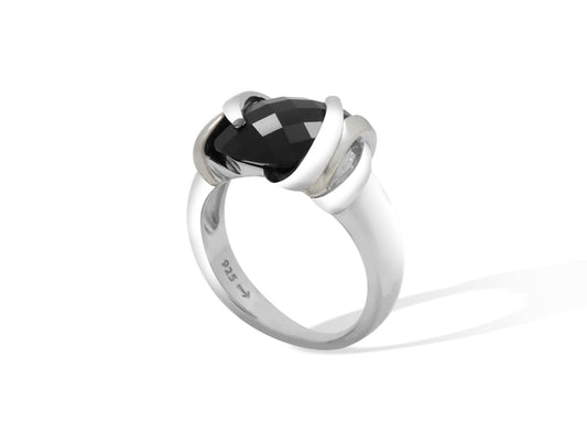 Black Onyx ring in sterling silver by Joryel Vera, style R6988 - view 2