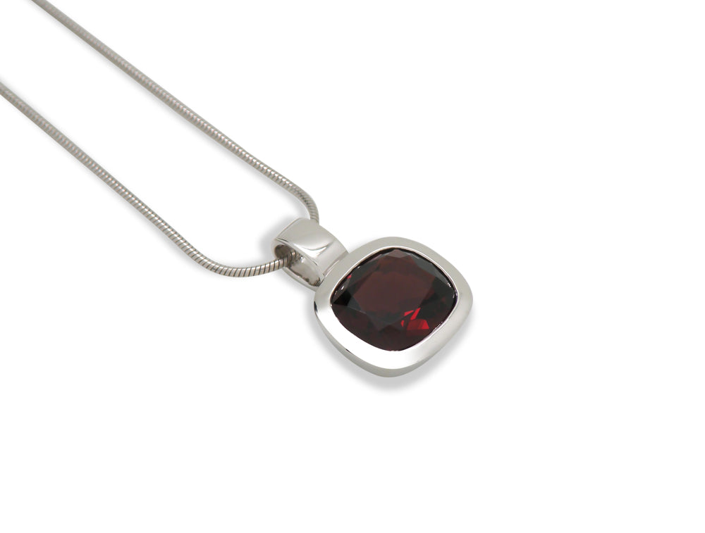 Garnet and Smokey Quartz pendant in sterling silver, style P3991