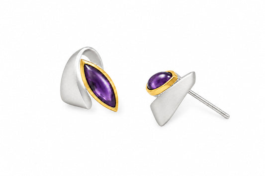Chrysoprase and Peach Moonstone earrings in sterling silver, style E7621