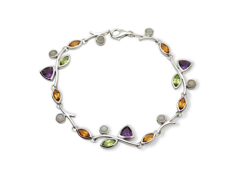 Amethyst and Blue Topaz bracelet in sterling silver, style B1800