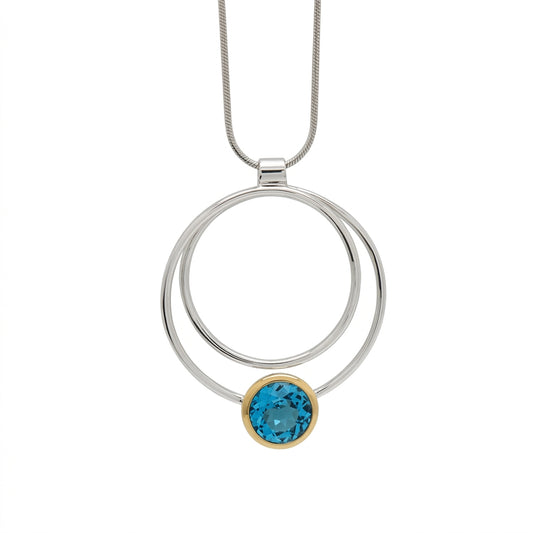 Green Amethyst and Amethyst pendant in sterling silver by Joryel Vera, style P6476 - view 2