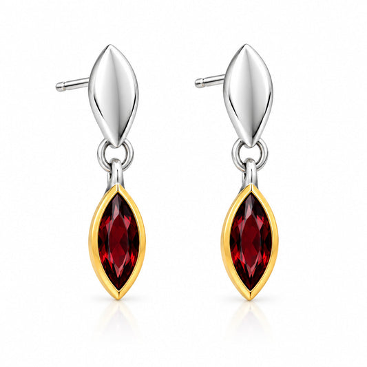 Amethyst and London Blue Topaz earrings in sterling silver, style E9323 - view 2