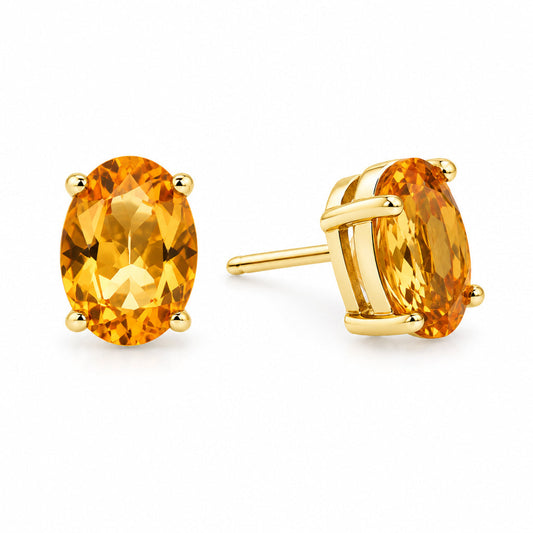 Oval Gemstone Post Earrings