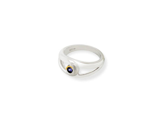 Amethyst and Blue Topaz ring in sterling silver, style R1824 - view 3