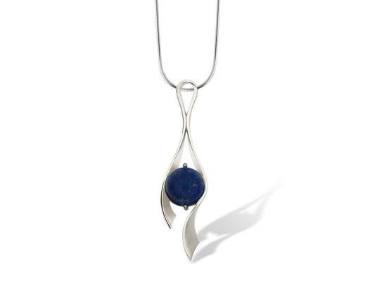 Labradorite and Lapis Lazuli pendant in sterling silver, style P6131 - view 3