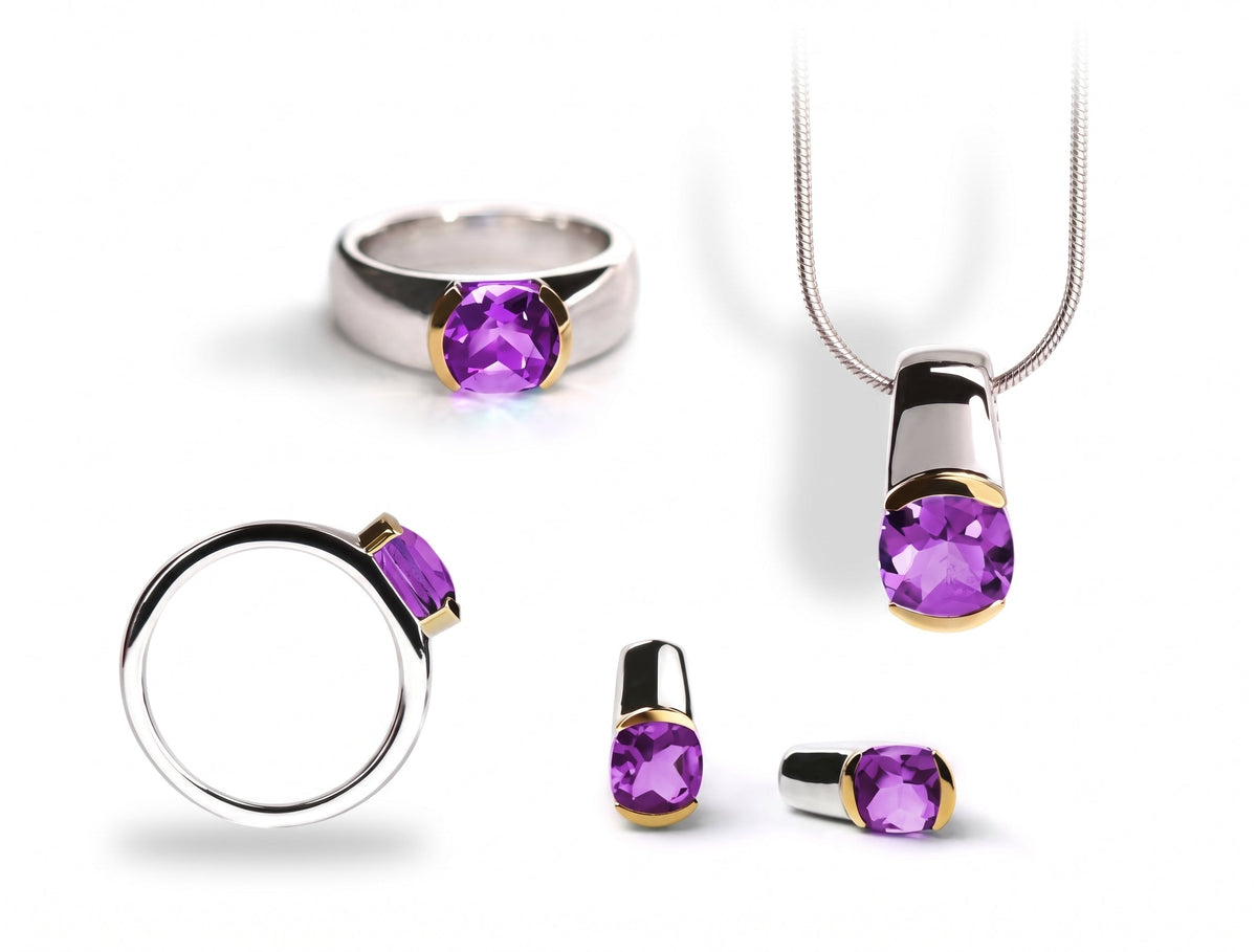 Cushion Buff Top Gemstone Set in 925 Sterling Silver | Set P9 - view 2