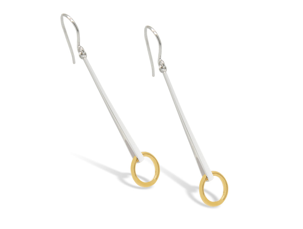 Silver & Gold Earring E9860 - E9860 SILVER w/GOLD PLATING - Earring