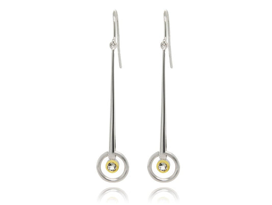 Long Modern Gemstone Earring E9859 - E9859 White Topaz - Earring