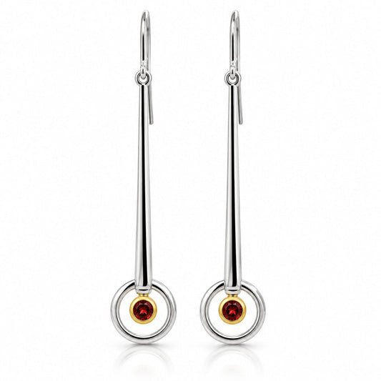 Amethyst and Clear Quartz earrings in sterling silver, style E9859 - view 3