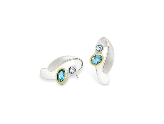 Blue Topaz and Sky Blue Topaz earrings in sterling silver by Joryel Vera, style E7382 - view 2
